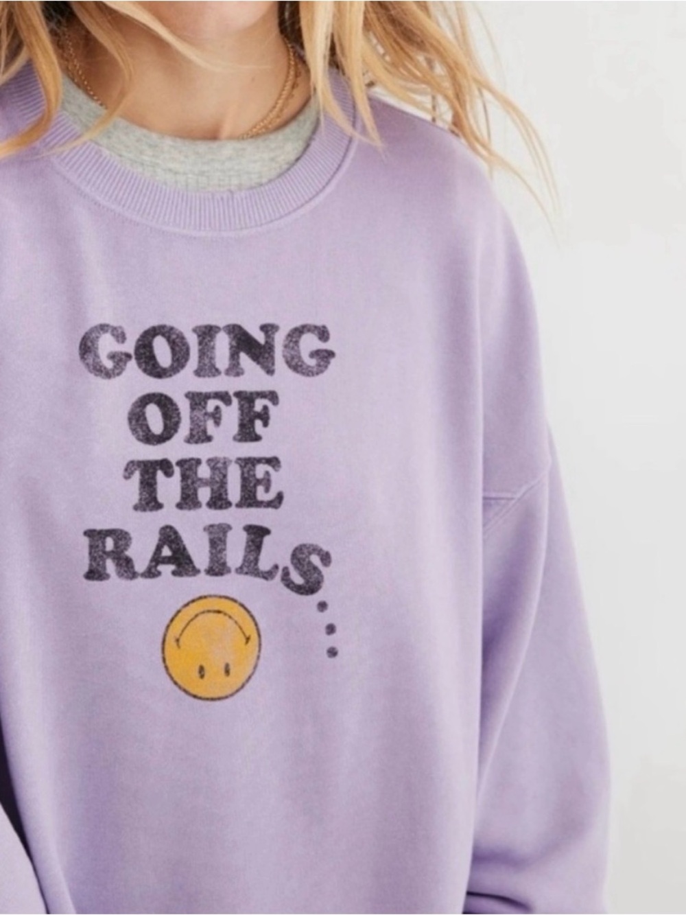 Aerie The Chill Crewneck Pullover Going off the Rails Lavender Medium